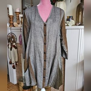 Flax 💯% Linen 3/4 Sleeve Button-down Lagenlook Shirt. Relaxed Fit. Size Small.